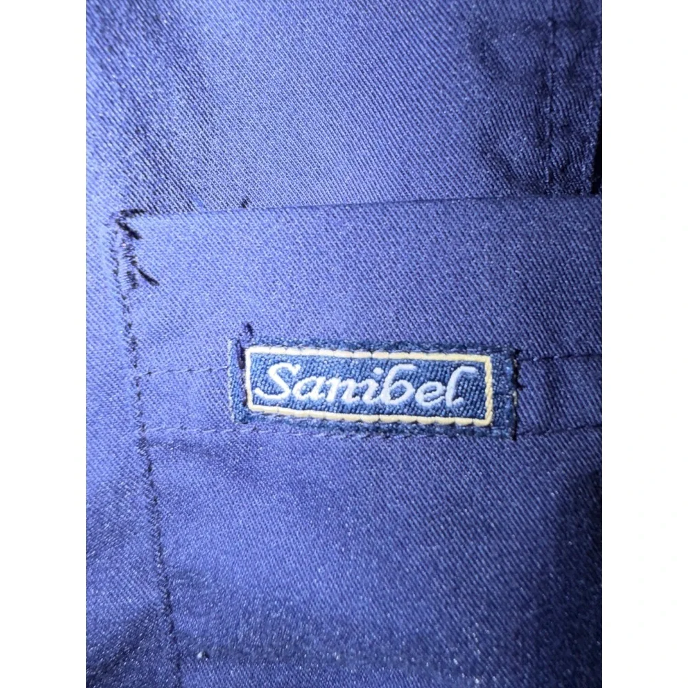 Sanibel Scrubs‎ Womens Navy Blue V-Neck Short Sleeve Scrub Top Style 9765 Size M